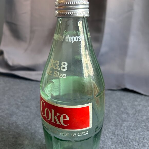 Vintage Coca Cola 1 Liter Glass Bottle W/ Cap Return For Deposit Green - Picture 6 of 12